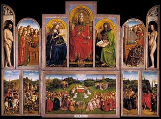 根特祭坛画（内部） The Ghent Altarpiece (interior) (1432)，扬·凡·艾克