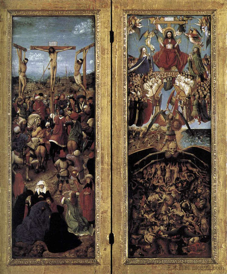 钉十字架和最后的审判双联画 Crucifixion and Last Judgement diptych (1426)，扬·凡·艾克