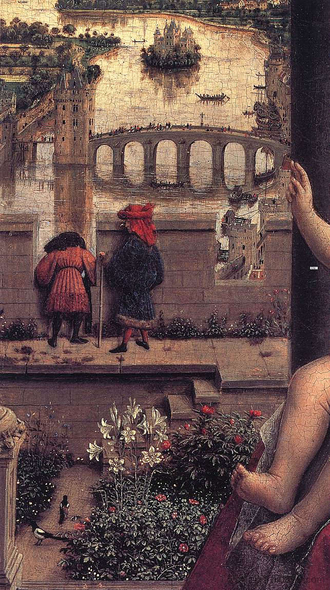 罗林总理的圣母(局部) The Virgin of the Chancellor Rolin (detail) (1434 - 1436),扬·凡·艾克