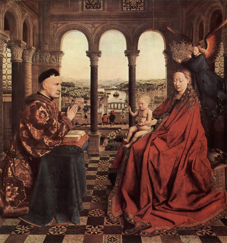 罗林总理的圣母 The Virgin of the Chancellor Rolin (c.1435; Belgium ),扬·凡·艾克