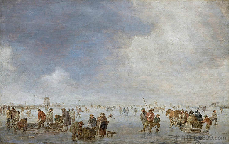 冰上的冬季场景 Winter Scene on the Ice，扬·范·戈因