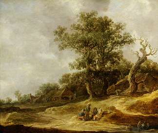 沙丘上小屋的景观 Landscape with Cottages on the Dunes (1633)，扬·范·戈因