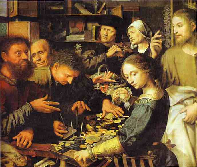 耶稣传唤马太离开税务局 Jesus Summons Matthew to Leave the Tax Office (1536)，简·范·海森