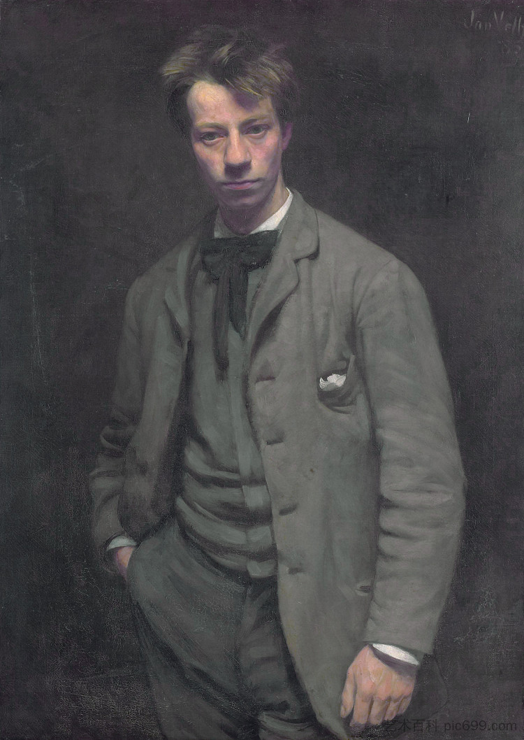 阿尔伯特·维威的肖像 Portrait of Albert Verwey (1885)，扬·维斯