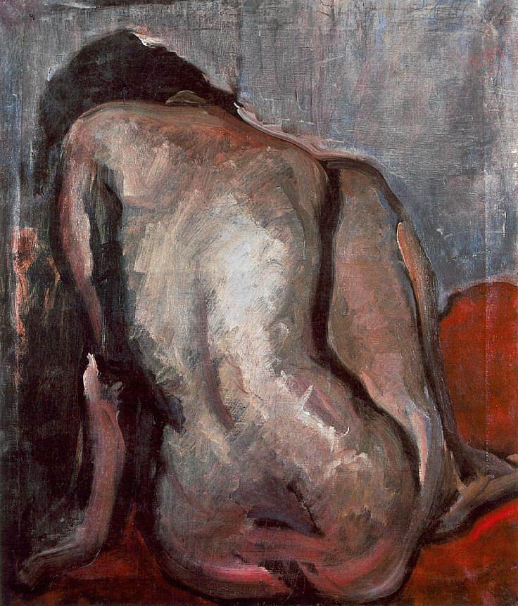 从后面裸体坐着 Sitting Nude from the Back (1919)，詹诺斯托尼耶