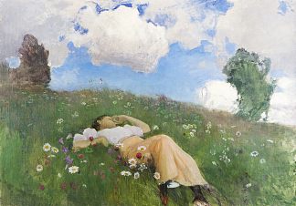 赛米·凯多拉赛米在草地上 Saimi Kedollasaimi in the Meadow (1892)，埃罗·耶尔内费尔特