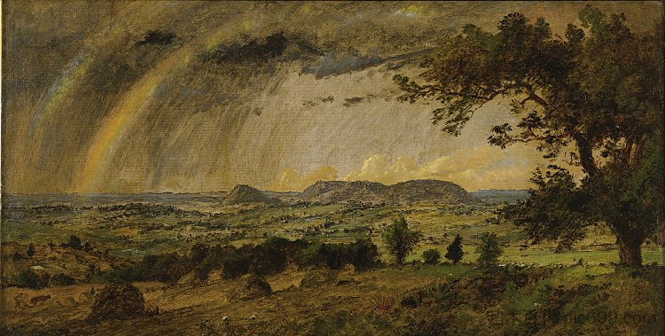 亚当山和夏娃山上的雨过 A Passing Shower over Mts. Adam and Eve (1896)，贾斯珀·弗朗西斯·克罗普西