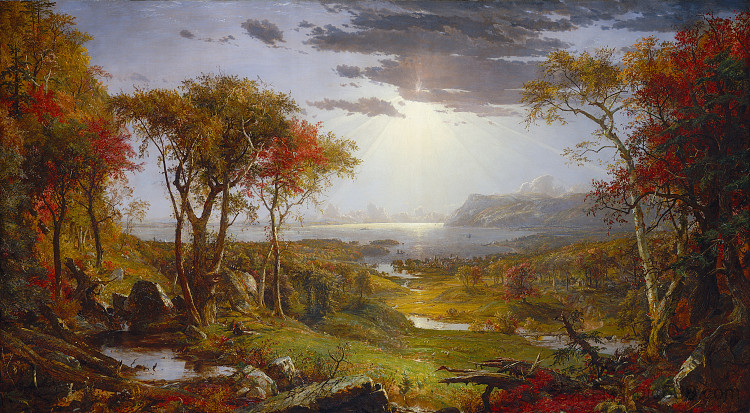 哈德逊河上的秋天 Autumn on the Hudson (1860)，贾斯珀·弗朗西斯·克罗普西