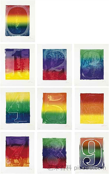 彩色数字系列 （ULAE 59-68） Color Numeral Series (ULAE 59-68) (1969)，贾斯培·琼斯