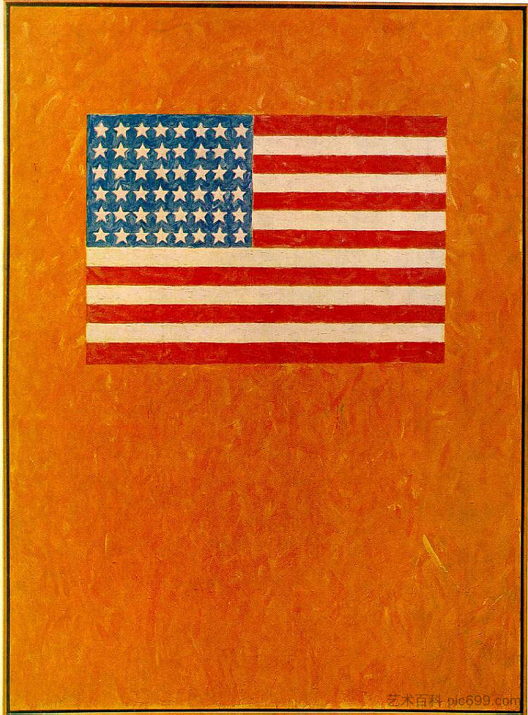 橙色领域的旗帜 Flag on Orange Field (1957)，贾斯培·琼斯
