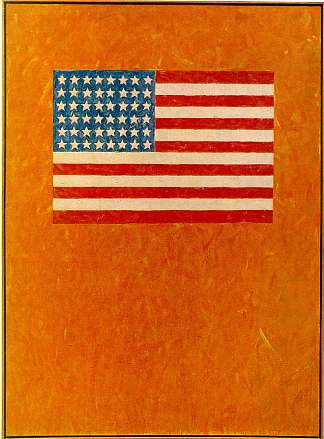 橙色领域的旗帜 Flag on Orange Field (1957)，贾斯培·琼斯