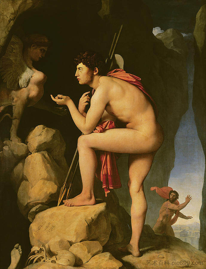 俄狄浦斯与狮身人面像 Oedipus and the Sphinx (1808),让·奥古斯特·多米尼克·安格尔