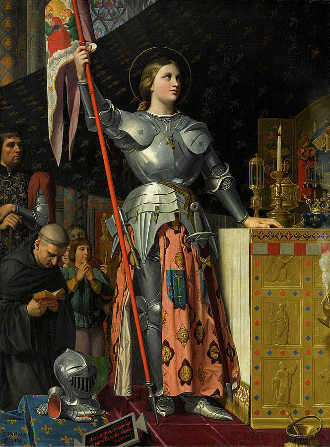 圣女贞德在兰斯大教堂查理七世加冕典礼上 Joan of Arc at the Coronation of Charles VII in the Cathedral of Reims (1854)，让·奥古斯特·多米尼克·安格尔