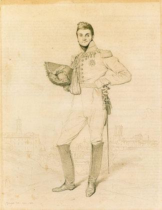 路易-艾蒂安·杜隆·德·罗斯奈将军 General Louis-Etienne Dulong de Rosnay (1818)，让·奥古斯特·多米尼克·安格尔
