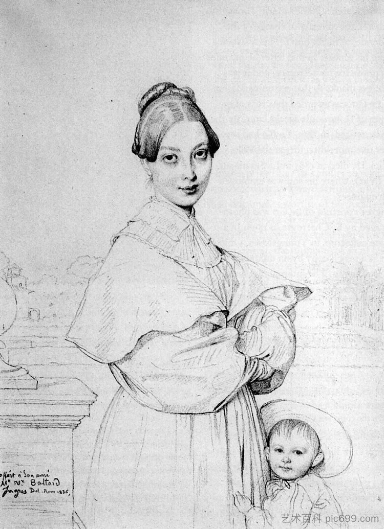 巴尔塔德夫人和她的女儿保尔 Madame Baltard and her daughter, Paule (1836)，让·奥古斯特·多米尼克·安格尔