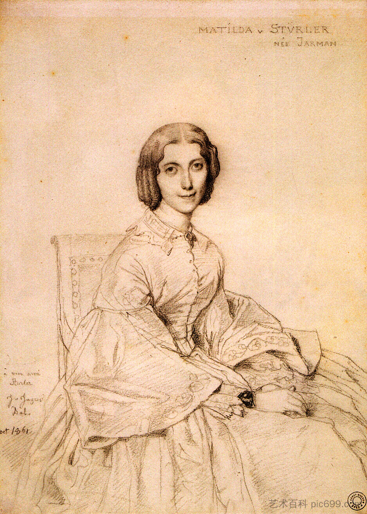 弗朗茨·阿道夫·冯·斯图勒夫人,原名玛蒂尔达·贾曼 Madame Franz Adolf von Stuerler, born Matilda Jarman,让·奥古斯特·多米尼克·安格尔