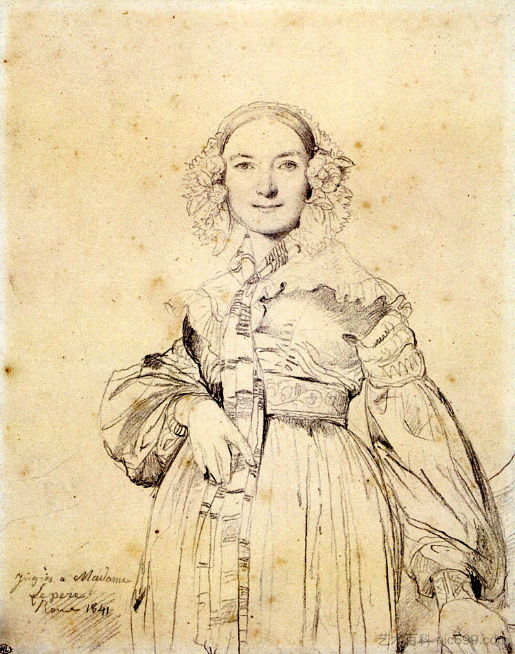 让·奥古斯特·多米尼克·安格尔夫人,原名玛德琳·夏贝尔 Madame Jean Auguste Dominique Ingres, born Madeleine Chapelle,让·奥古斯特·多米尼克·安格尔