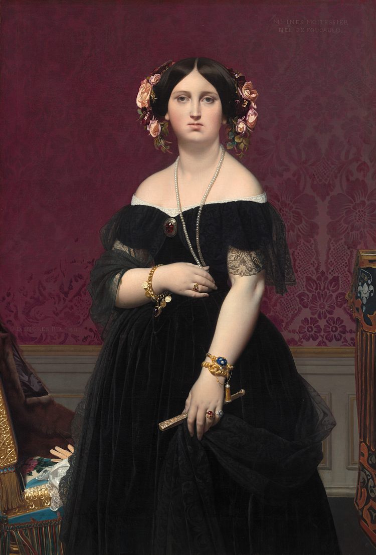 莫伊特西耶夫人站立的肖像 Portrait of Madame Moitessier Standing (1851)，让·奥古斯特·多米尼克·安格尔