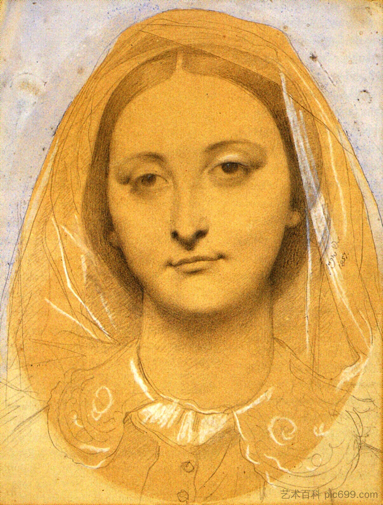 玛丽·德·边境小姐 Mademoiselle Mary de Borderieux,让·奥古斯特·多米尼克·安格尔