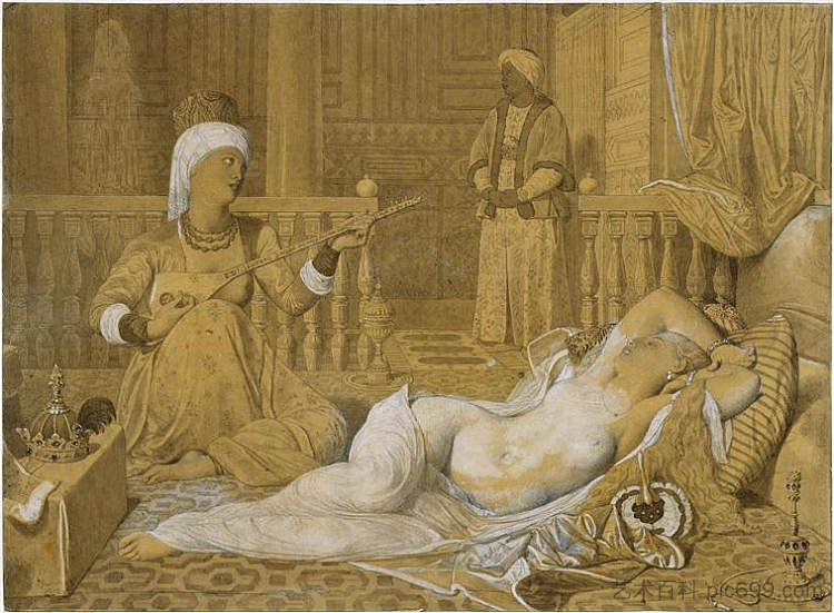 奥达利斯克与奴隶 Odalisque with Slave (1858),让·奥古斯特·多米尼克·安格尔