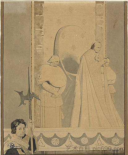 教皇庇护七世主持圣彼得教堂 Pope Pius VII officiating at St. Peter (1809)，让·奥古斯特·多米尼克·安格尔