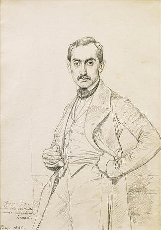 阿尔方斯·亨内特·德·古特尔的肖像 Portrait of Alphonse Hennet De Goutel，让·奥古斯特·多米尼克·安格尔