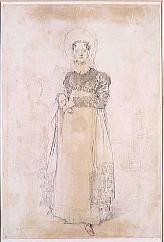 帕彭海姆男爵夫人的肖像 Portrait of Baroness Papenheim，让·奥古斯特·多米尼克·安格尔