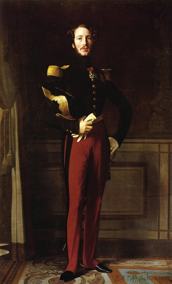 奥尔良公爵费迪南德-菲利普的肖像 Portrait of Ferdinand-Philippe, Duke of Orleans (1842)，让·奥古斯特·多米尼克·安格尔