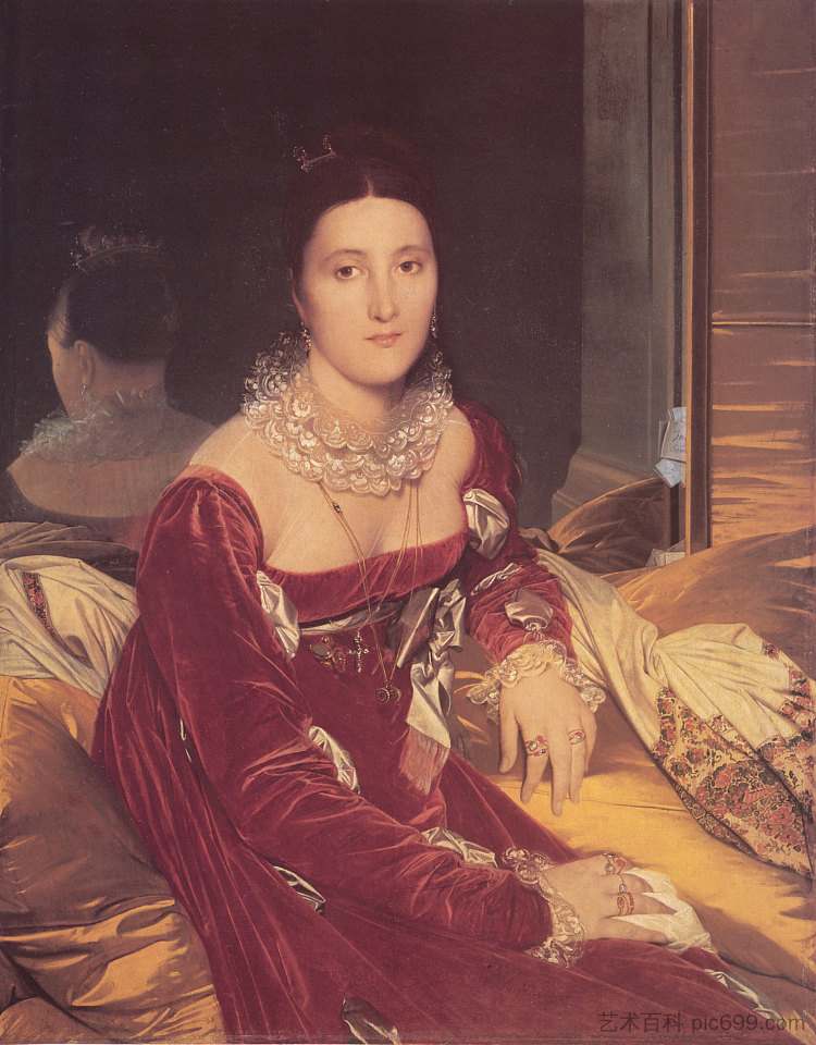 塞农夫人肖像 Portrait of Madame de Senonnes (c.1814 - c.1816)，让·奥古斯特·多米尼克·安格尔