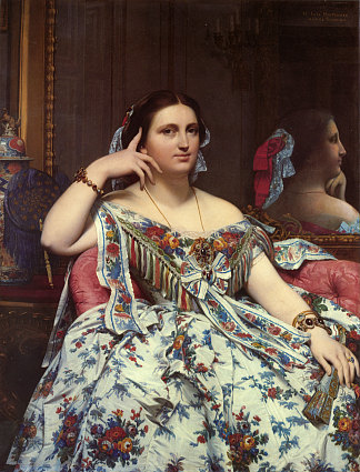 莫伊特西耶夫人坐着的肖像 Portrait of Madame Moitessier Sitting (1856)，让·奥古斯特·多米尼克·安格尔
