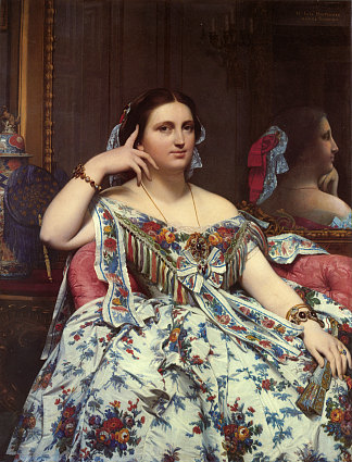 莫伊特西耶夫人坐着的肖像 Portrait of Madame Moitessier Sitting (1856)，让·奥古斯特·多米尼克·安格尔