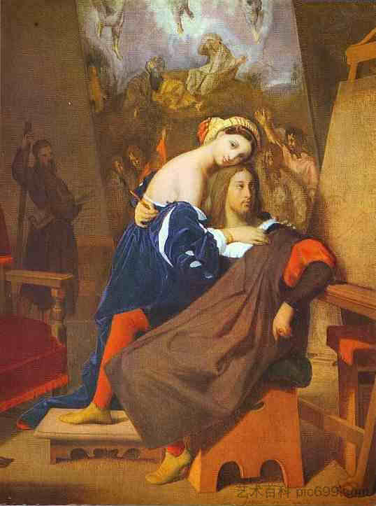 拉斐尔和福尔纳丽娜 Raphael and Fornarina (1813 - 1840),让·奥古斯特·多米尼克·安格尔