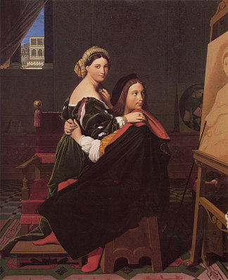 拉斐尔和福纳利纳 Raphael and the Fornarina (1814)，让·奥古斯特·多米尼克·安格尔