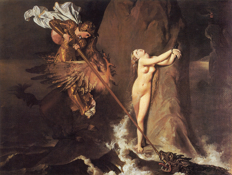 罗杰送当归 Roger Delivering Angelica (1819),让·奥古斯特·多米尼克·安格尔
