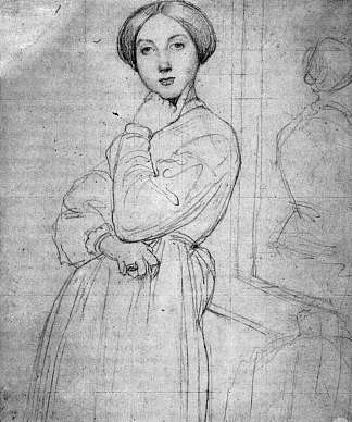 为Vicomtesse d’Hausonville学习，原名Louise Albertine de Broglie I Study for Vicomtesse d’Hausonville, born Louise Albertine de Broglie I，让·奥古斯特·多米尼克·安格尔