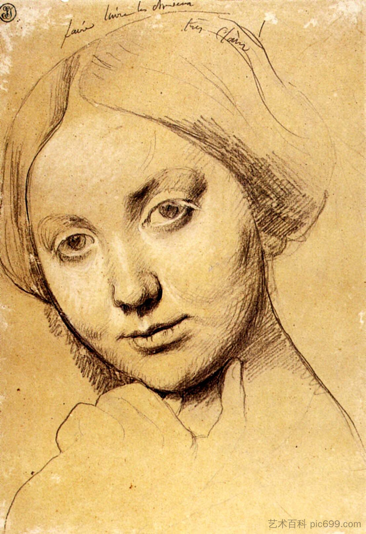 为Vicomtesse d'Hausonville学习，原名Louise Albertine de Broglie Study for Vicomtesse d'Hausonville, born Louise Albertine de Broglie，让·奥古斯特·多米尼克·安格尔