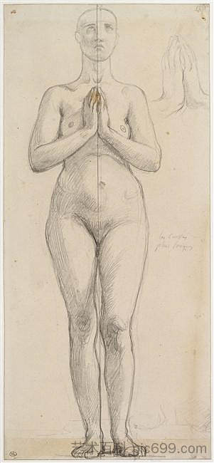 法国裸体圣伊莎贝拉的研究 Study of the naked holy Isabella of France,让·奥古斯特·多米尼克·安格尔