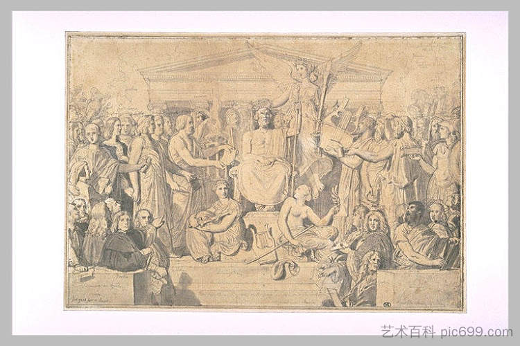 荷马的神化 The Apotheosis of Homer,让·奥古斯特·多米尼克·安格尔