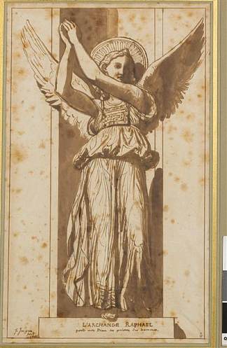 大天使拉斐尔是上帝对人类的祈祷 The archangel Raphael is the prayers of God to men (1844)，让·奥古斯特·多米尼克·安格尔