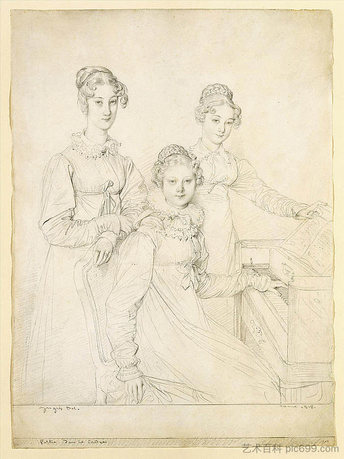考尼茨姐妹利奥波尔丁·卡罗琳和费迪南丁 The Kaunitz Sisters Leopoldine Caroline and Ferdinandine,让·奥古斯特·多米尼克·安格尔