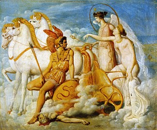 被狄奥墨得斯打伤的金星重返奥林匹斯山 Venus, Wounded by Diomedes, Returns to Olympus (1800)，让·奥古斯特·多米尼克·安格尔