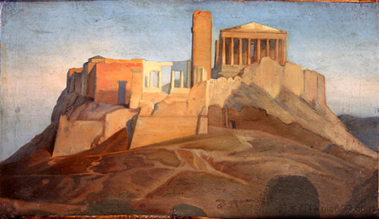 雅典卫城的景色 View of the Acropolis of Athens (1841 - 1849)，让·奥古斯特·多米尼克·安格尔