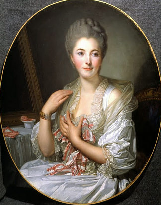 库尔塞勒夫人肖像 Portrait of Madame Courcelles (1750)，让·巴蒂斯特·格勒兹