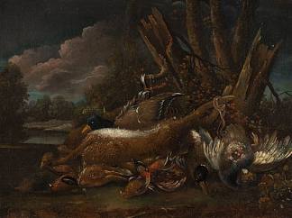 用野兔和鸟类狩猎静物 Hunting still life with hares and birds，让·巴普蒂斯特·乌德里