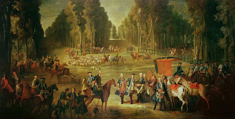 在贡比涅举行的普伊特杜罗伊狩猎会议 Meeting for the Puits-du-Roi Hunt in Compiegne，让·巴普蒂斯特·乌德里