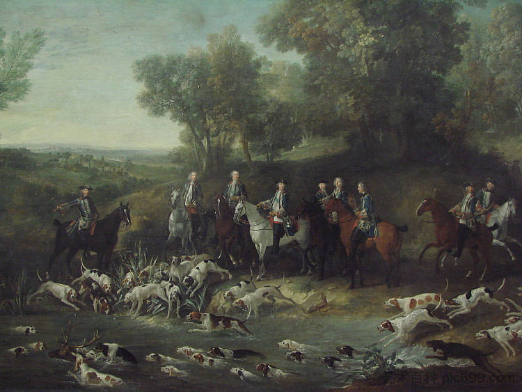 路易十五在圣日耳曼森林中猎鹿 Louis XV Hunting Deer in the Saint-Germain Forest (1730)，让·巴普蒂斯特·乌德里