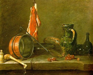 使用炊具的精益饮食 A Lean Diet with Cooking Utensils (1731)，让·巴蒂斯·西美翁·夏尔丹
