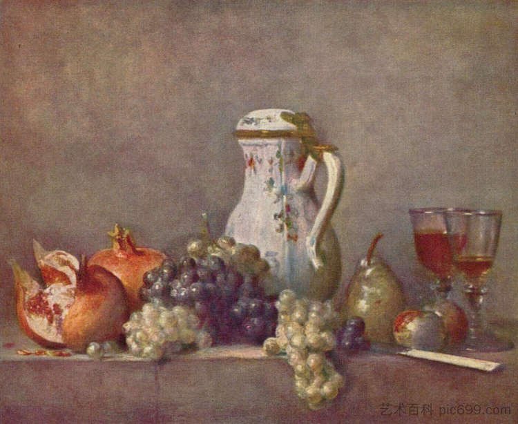 静物与瓷茶壶 Still Life with Porcelain Teapot (1763),让·巴蒂斯·西美翁·夏尔丹