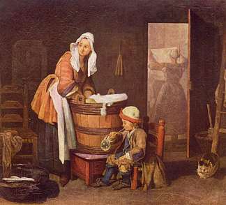 洗衣店 The Laundress (c.1735)，让·巴蒂斯·西美翁·夏尔丹