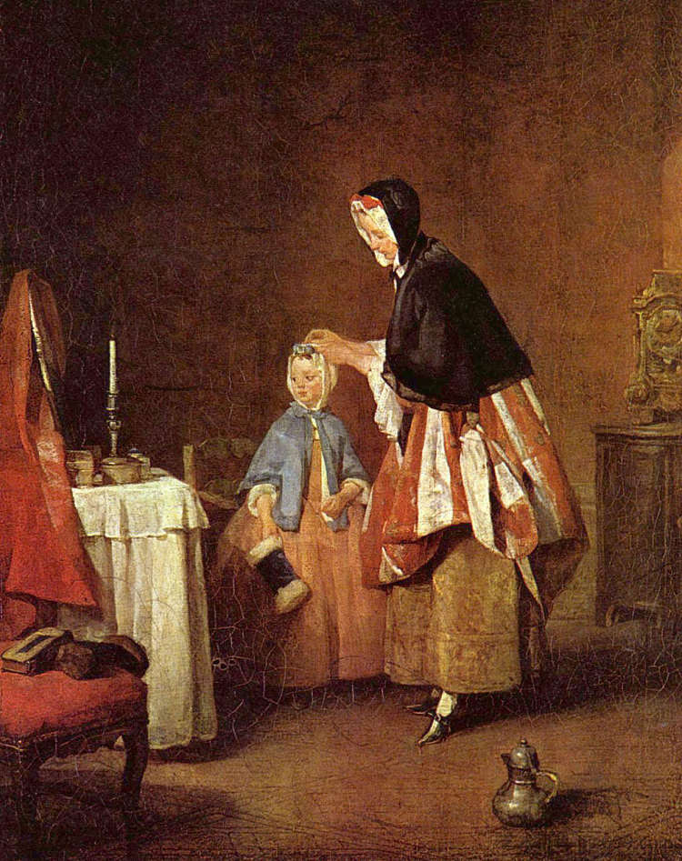 早晨的厕所 The Morning Toilette (c.1740),让·巴蒂斯·西美翁·夏尔丹